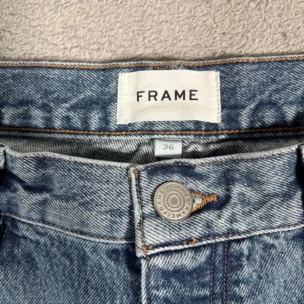Frame Jeans Men’s Size 36 Straight Leg‎ Light Wash Button Fly Whiskers